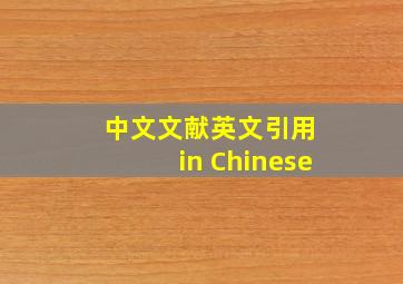 中文文献英文引用 in Chinese